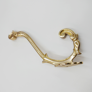 Solid Brass Decorative Coat Hook in Polished Brass
