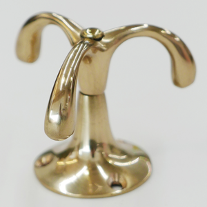 Plain Solid-Brass Triple Wardrobe Hook in Polished Brass